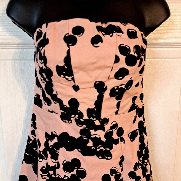 The Limited Pale Pink with Black Bubbles Strapless Dress - Picture 2 of 8